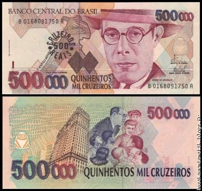 500 Cruzados reais ON  500.000  Cruzados 1993