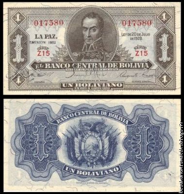 1  Bolivianos 1928