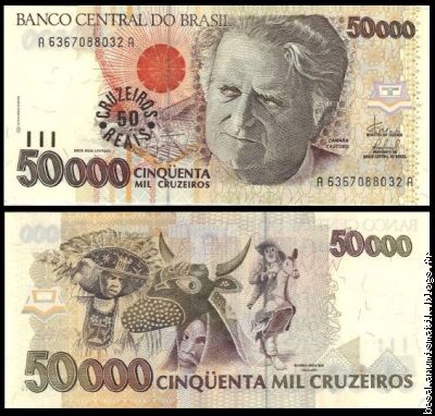 50 Cruzados reais  ON  50.000  Cruzados 1993